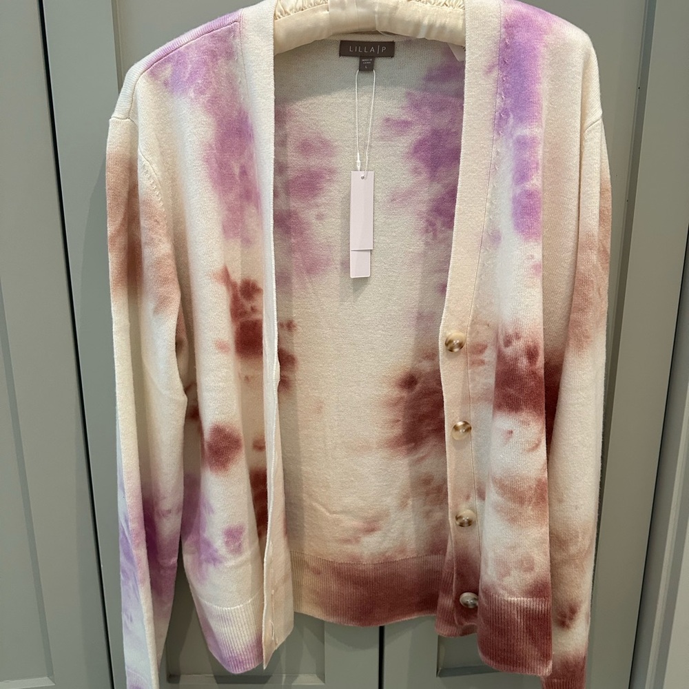Lilla P Women's Tie-Dye Cardigan Sweater - Purple and Brown